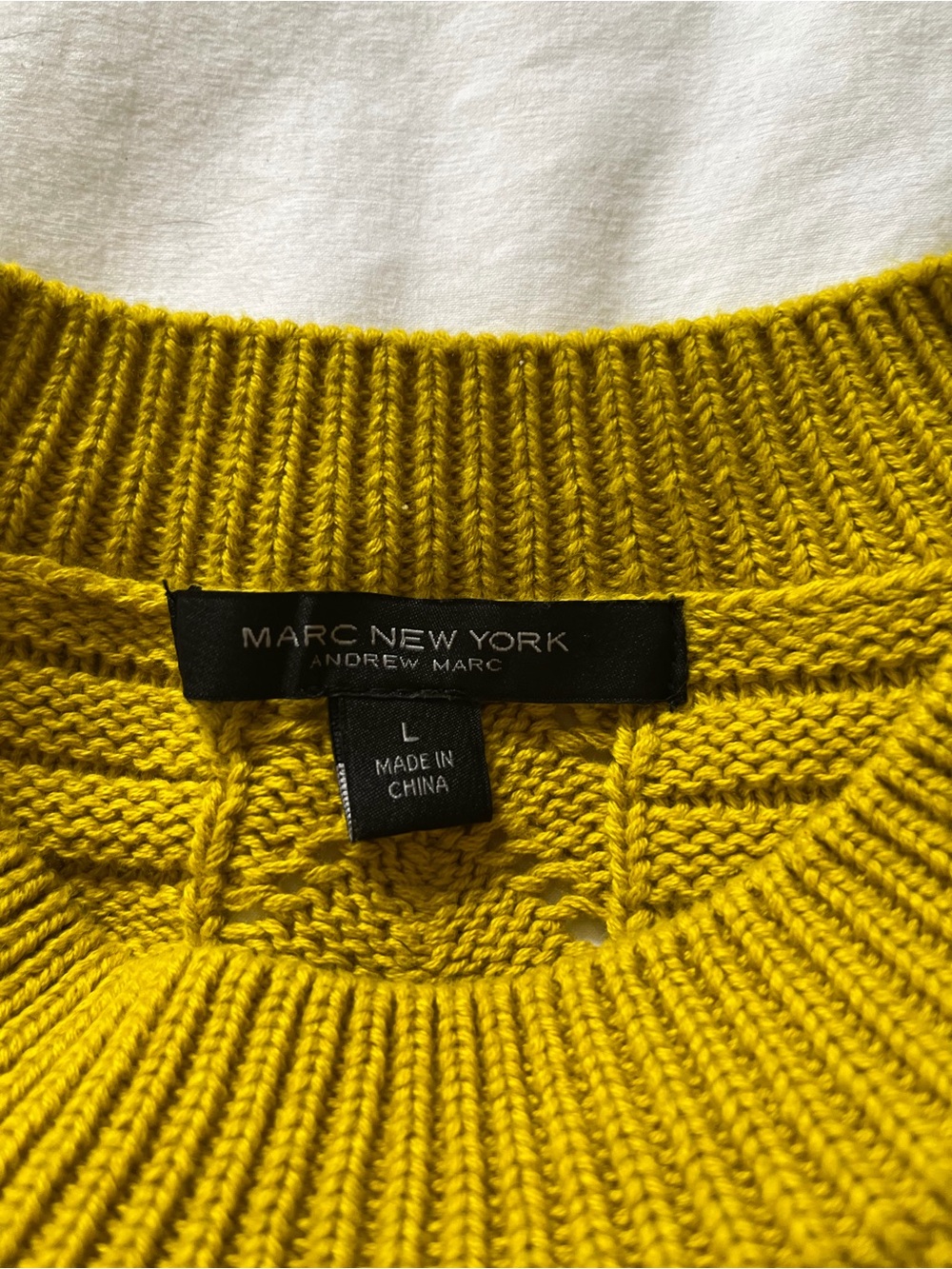 Women’s Mustard Yellow Cable Knit Sweater - Picture 2 of 3